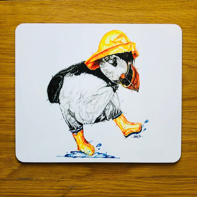 Set of four placemats Tableware Dining Puffins Puffin placemat set Puffin gifts Puffin placemat Happy new home Cute puffin