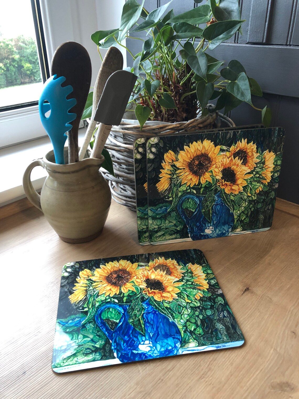 Sunflowers placemats Set of 4 placemats Washable placemats Etsy