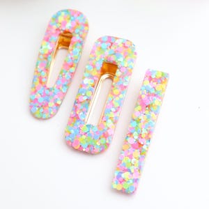 Crazy glitter resin barrette, accessory for women and children, hair clip