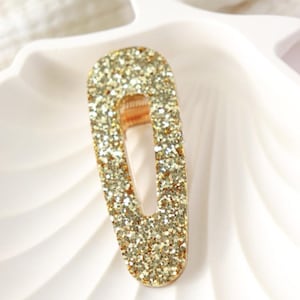 Gold glitter resin barrette, accessory for women and children, hair clip