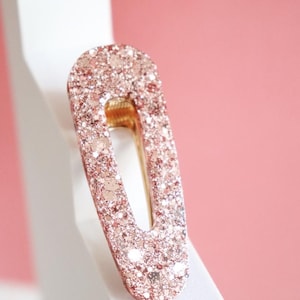 Rose Gold Glitter Resin Barrette, Women&#39;s and Children&#39;s Accessory, Hair Clip