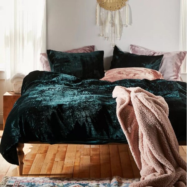 Green Velvet Duvet Cover Etsy