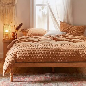 3 Pcs Cinnamon Dot Tufted Cotton Duvet Cover set, Down comforter Cover, Luxury Boho Bedding, Pillowcases, Home Decor, Duvet Bedding Set