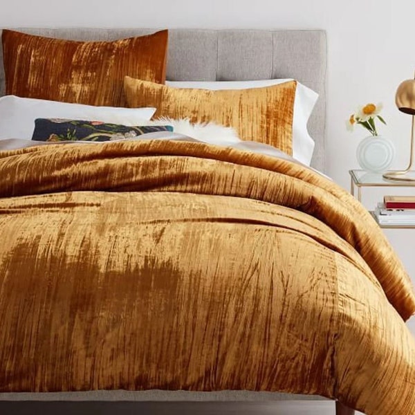 Crushed Velvet Duvet Cover Etsy