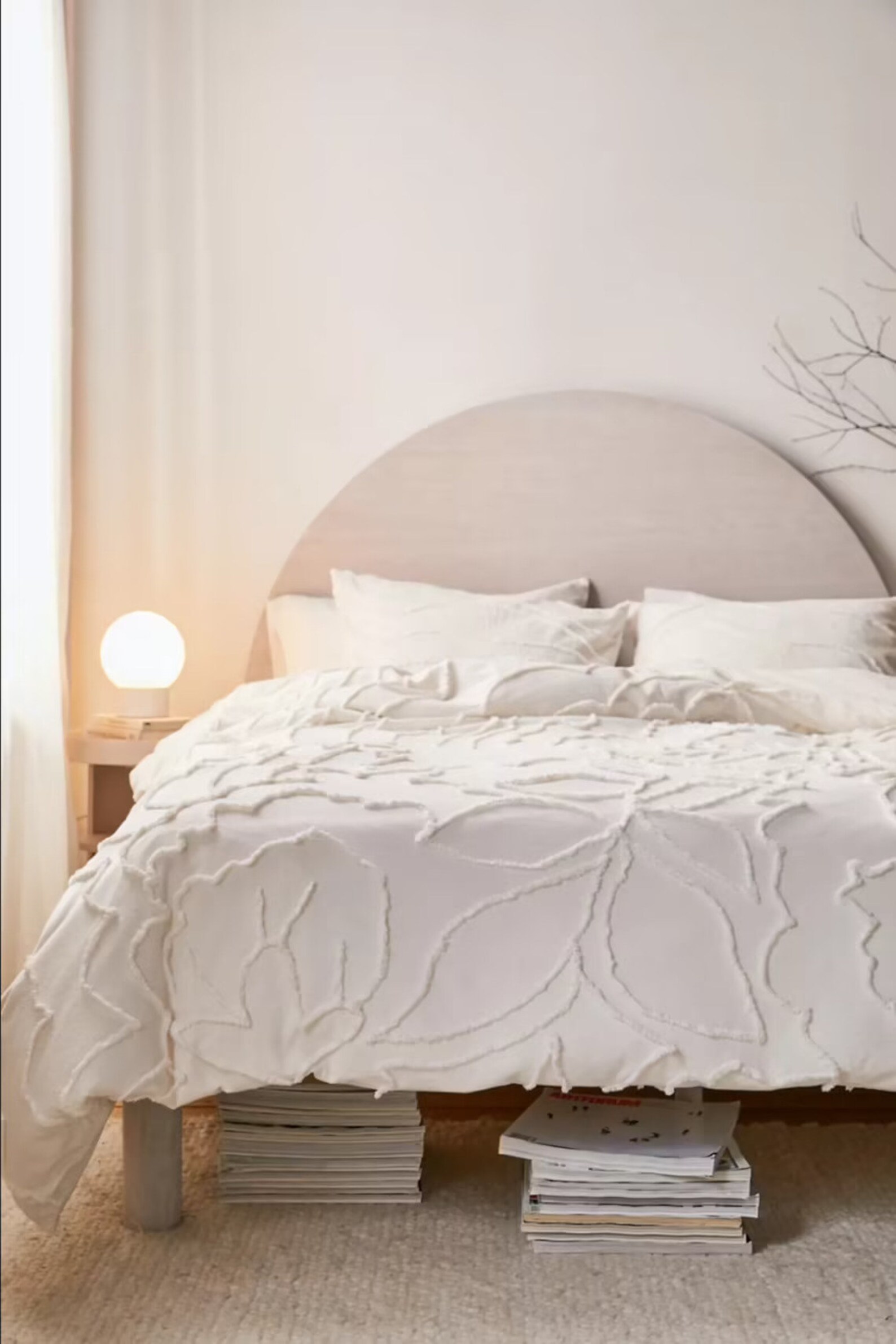 3 Pcs Ivory Floral Tufted Cotton Duvet Cover Set Luxury White Etsy