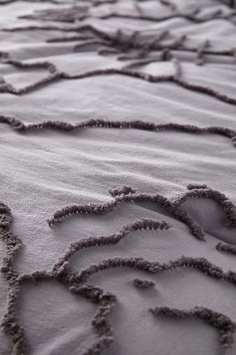 3 Piece Lavender Floral Tufted Cotton Duvet Cover Set Etsy