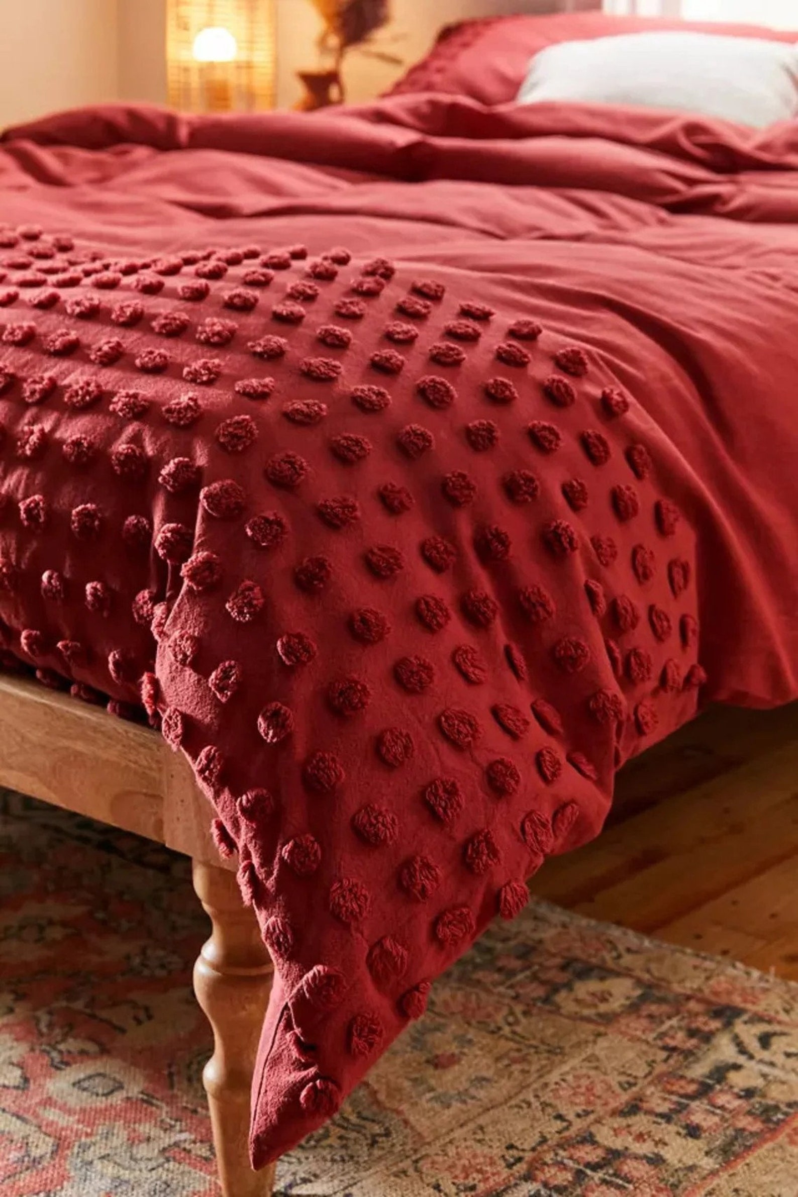 3 Pcs Tufted Cotton Duvet Cover Set Rust Duvet Cover Boho Etsy