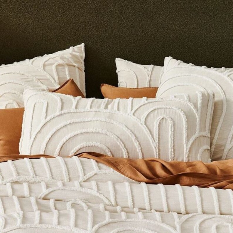 3 Pcs Set Ivory Bedding Set Twin Queen King Tufted Bedding Etsy