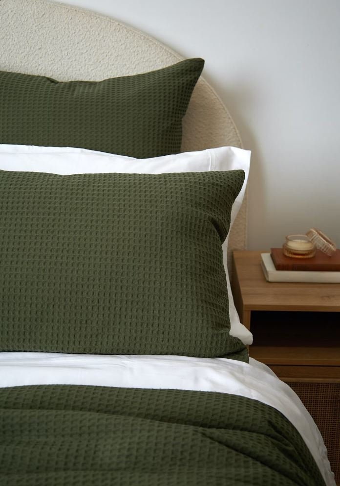Moss Green Waffle Duvet Cover Set Cotton Duvet Cover Twin Duvet Cover King Comforter Waffle