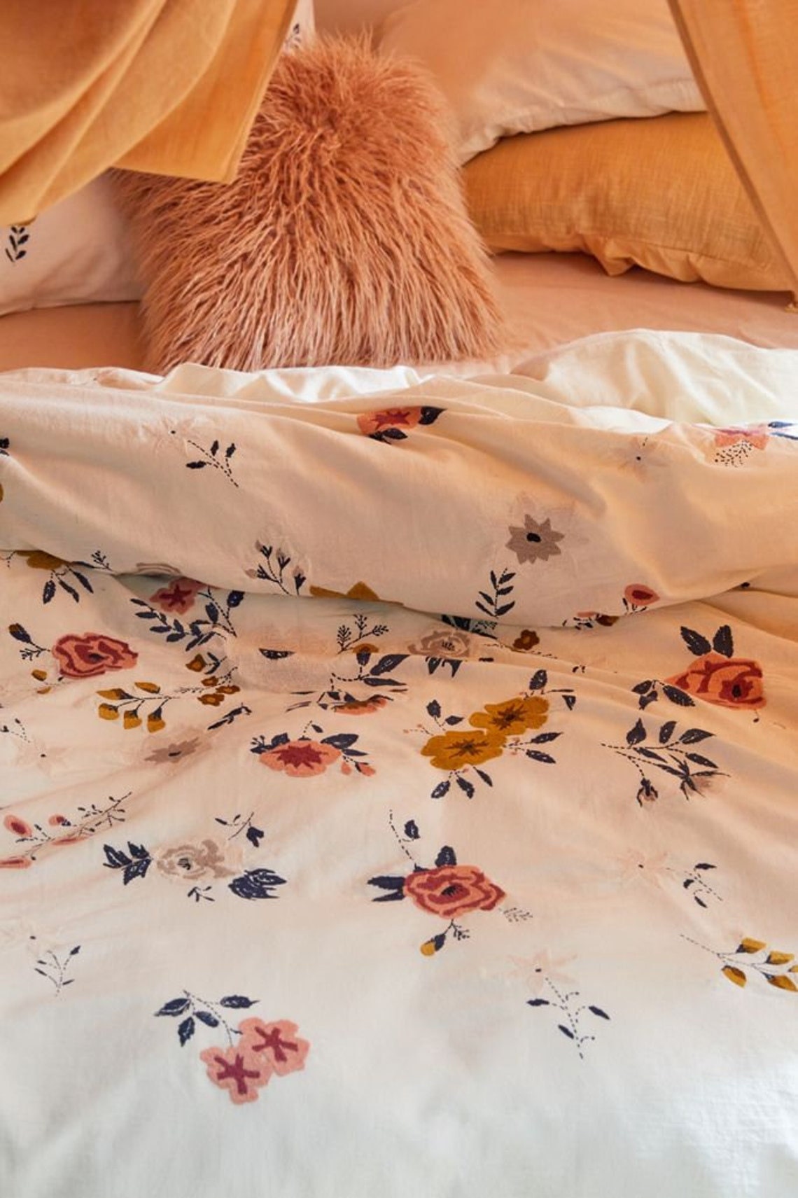 Embroidered Cotton Duvet Cover 3 Pcs Set Cotton Donna Cover Etsy