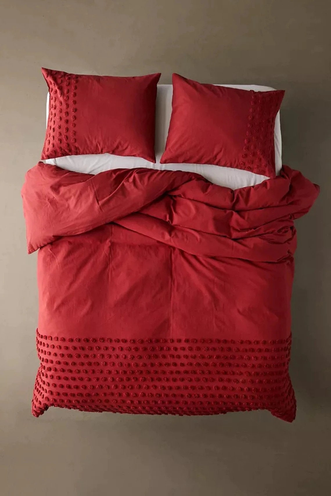 3 Pcs Tufted Cotton Duvet Cover Set Rust Duvet Cover Boho Etsy