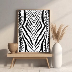 Wall Art - Black and White Zebra Line Art Poster