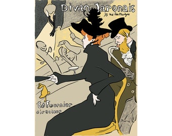 Toulouse Lautrec Art Reproduction - Divan Japonais - Recreated in High Resolution. Print and Frame Any Size.