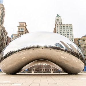 Chicago Bean (Cloud Gate) Downtown Millennium Park in The Loop. Two included: Color & Black and White. Fine Art Photo. Digital Download.