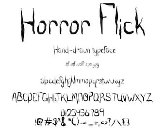 Font Horror Flick. A Creepy, Scary Halloween Character Set With Letters Like Dripping Blood. Hand Drawn Lettering Like A Horror Movie.