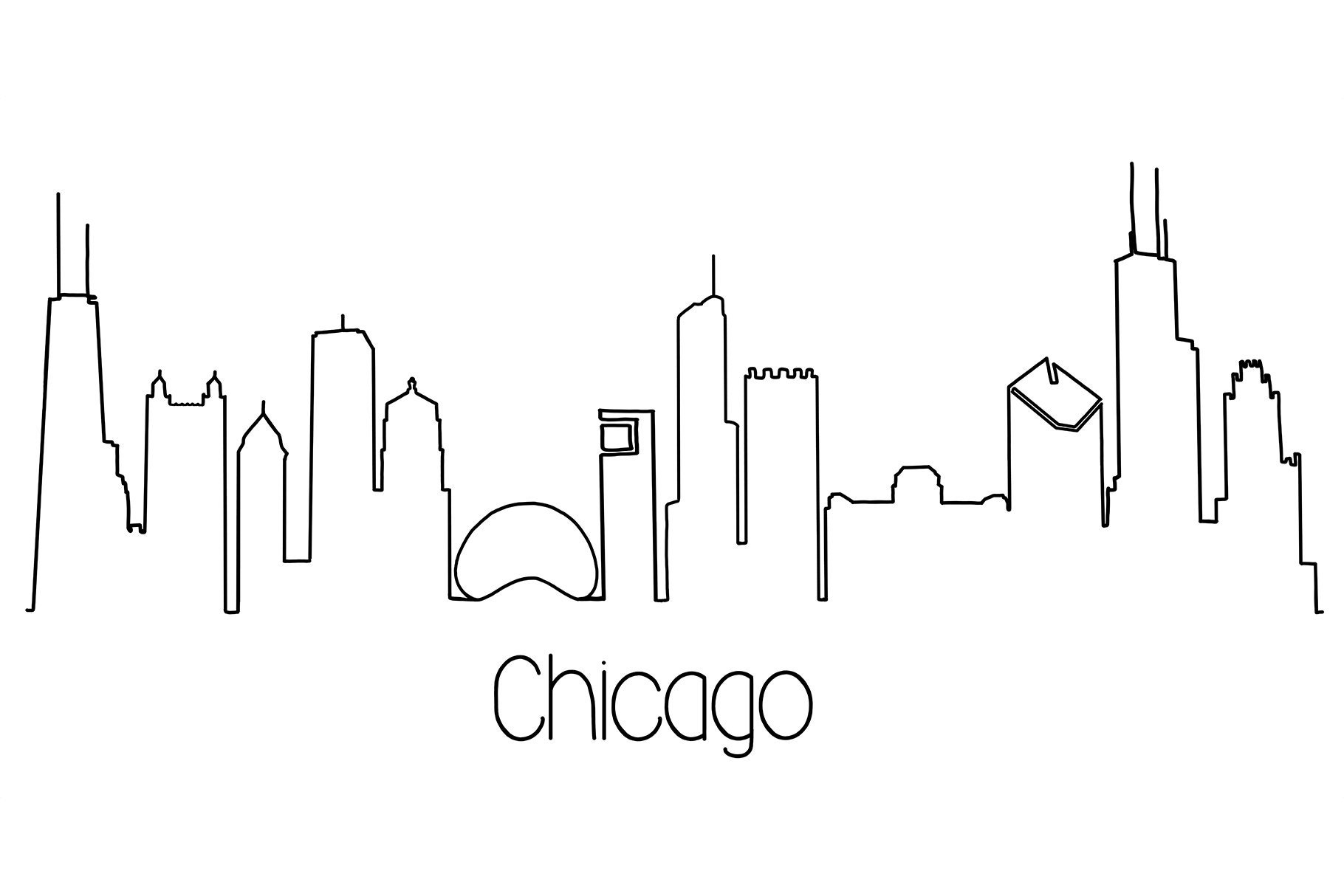 Chicago Skyline Line Zeichnung Schlichter Wolkenkratzer - Etsy Schweiz