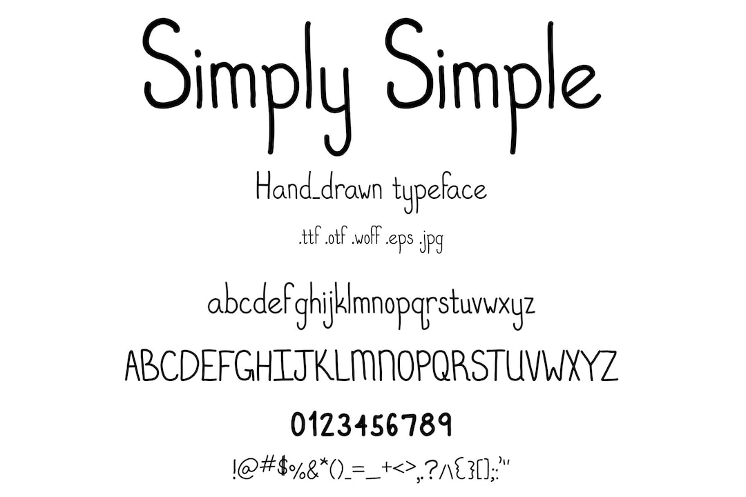 Font Simply Simple. A Traditional Hand Drawn Character Set 