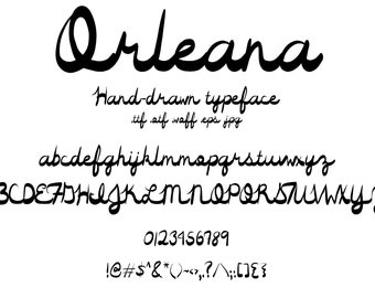 Font Orleana. A Beautiful, Cursive, Handwritten, Hand Drawn Script Typeface That Looks Like Natural Handwriting. Flowing Letters.