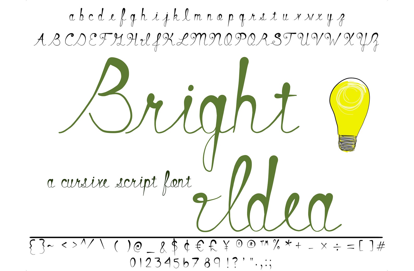 Font Bright Idea A Cute Handwritten Hand Drawn Cursive - Etsy
