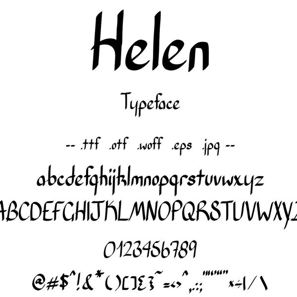 Font Helen. Classic and Classical Theme Contemporary Calligraphy Letter and Character Set. Hand Drawn With Modern Calligraphy Style.