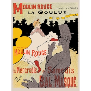 Toulouse Lautrec Art Reproduction - Moulin Rouge La Goulue - Recreated in High Resolution. Print and Frame Any Size.