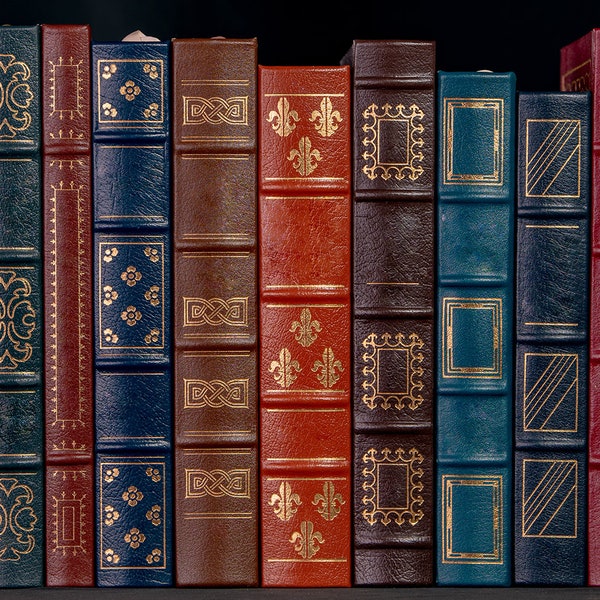 Beautiful Leather Bound Books For A Web Banner. High Resolution Photograph. Digital Download.