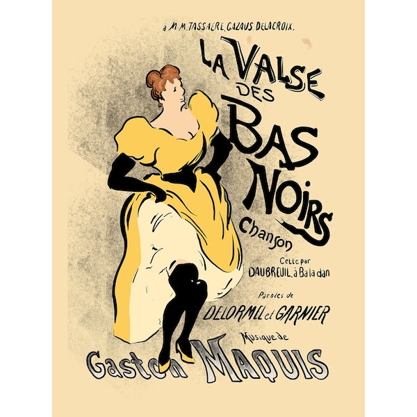 Toulouse Lautrec Art Reproduction - La Valse Des Bas Noirs - Recreated in High Resolution. Print and Frame Any Size.