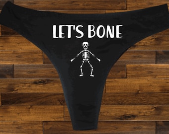 Let's Bone Thong, Honeymoon Gift, Gag Gift, Naughty Underwear, X Rated Underwear, Panties Thong Perfect Gift Fun Significant Other