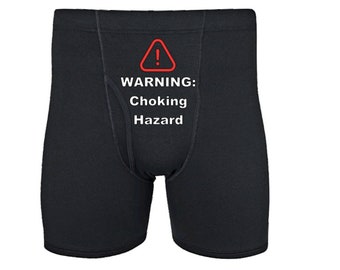Warning Choking Hazard Boxers, Honeymoon Gift, Gag Gift, Naughty Underwear, X Rated Underwear, Perfect Gift Fun Significant Other