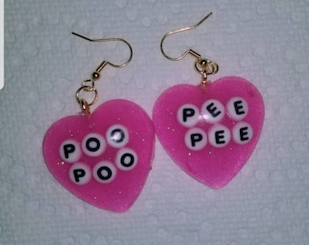 Peepee Poopoo Heart Earrings