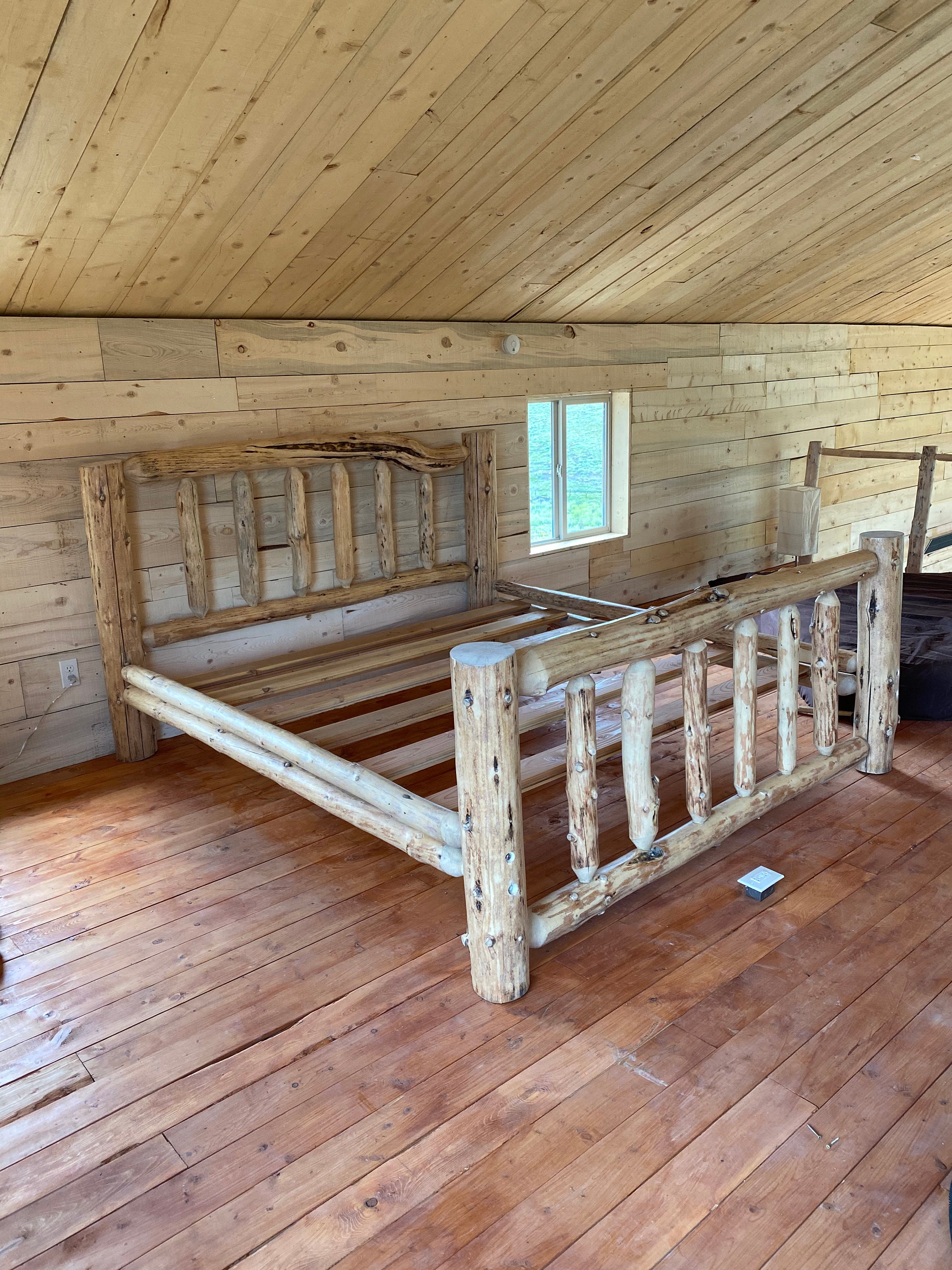 Log poster bed frame Etsy