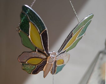 Ornamento in vetro colorato con farfalla verde Personalizza Personalizza