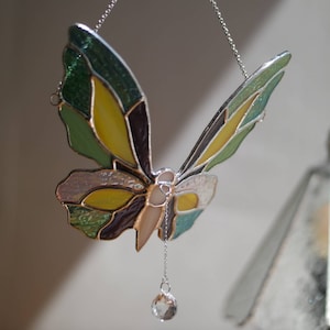 Green Butterfly Stained Glass Ornament Green