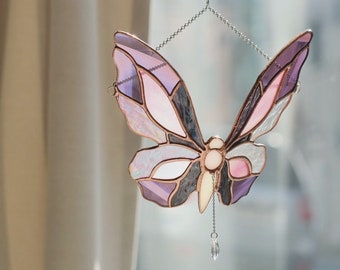 Ornamento in vetro colorato con farfalla viola Personalizza Personalizza