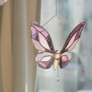 Purple Butterfly Stained Glass Ornament