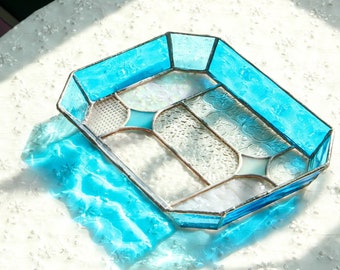 Beautiful Stained Glass Tray with stars - Handmade Work of Art Customize Personalize