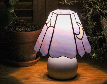 Moon night mushroom stained glass lamp