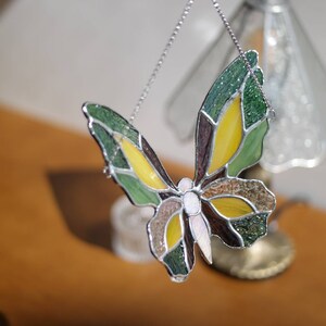 Green Butterfly Stained Glass Ornament image 2