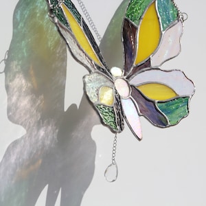 Green Butterfly Stained Glass Ornament image 4