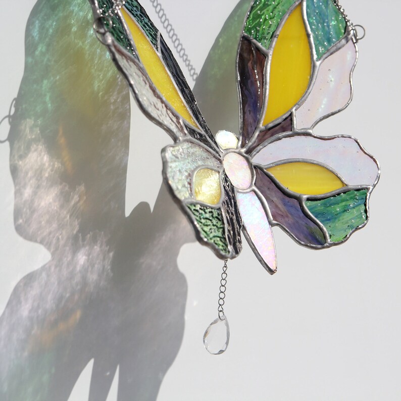 Green Butterfly Stained Glass Ornament image 4