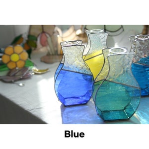 Small Stained Glass Vase / Handmade Vase / Unique Vase Customize Personalize Blue