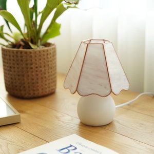 Kleine parel paddestoel glas-in-lood tafellamp Aanpassen Personaliseren afbeelding 4