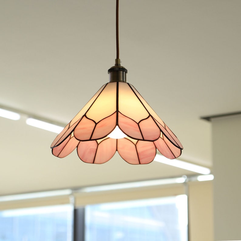 Pink Peacock Pendant Light Stained Glass Ceiling Lighting Lamp Shade Customize Personalize image 2