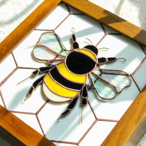 Bumble Bee Wooden Storage Box with Stained Glass Customize Personalize image 4