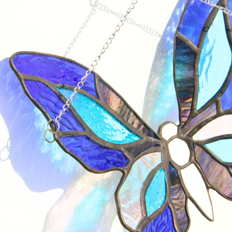Adorno de vidriera de mariposa Morpho azul Personalizar Personalizar imagen 4