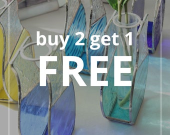 BUY 2 GET 1 FREE / Promotion Bundle / Small Stained Glass Vase / Handmade Vase / Unique Vase Customize Personalize