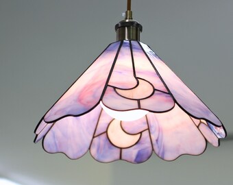 Moon Night Stained Glass Pendant Light Stained Glass Ceiling Lighting Lamp Shade