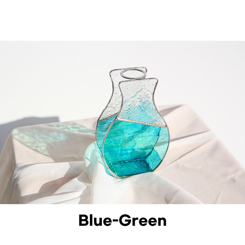 Kleine Glasvase / handgefertigte Vase / einzigartige Vase individuell personalisieren Blue-Green