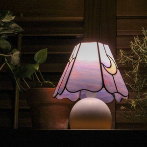 Moon night mushroom stained glass lamp image 8