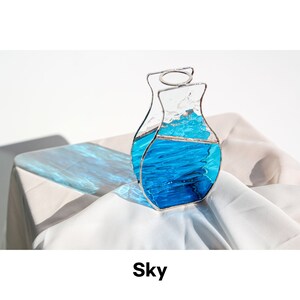 Small Stained Glass Vase / Handmade Vase / Unique Vase Customize Personalize Sky